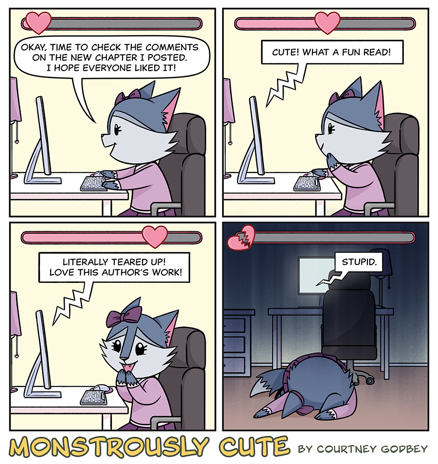 Okay, time to check the comments on the new chapter I posted.  I hope everyone liked it!

Cute!  What a fun read!

Literally teared up!  Love this author's work!

Stupid.